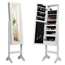 Mirrored Jewelry Cabinet Armoire Organizer w/ LED lights-White - Color: ... - £95.85 GBP