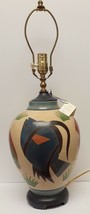 San Juan de Oriente Art Pottery Table Lamp Nicaragua Vessel Hand Painted Fish - £198.24 GBP