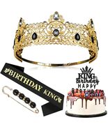 King Crown Set for Men Antique Gold for Birthday Party Prom Costume Hall... - €21,25 EUR