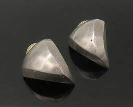 925 Sterling Silver  - Vintage Heavy Modernist Non Pierce Earrings - EG10977 - £98.00 GBP