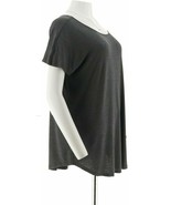 Du Jour Extended Shoulder Curved Hem Knit Top Chrcol Heather Gray XS - $13.02 CAD