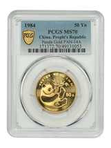 China: 1984 50Y Gold Panda PCGS MS70 (PAN-14A) - Other - $10,185.00