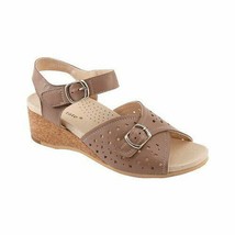 New David Tate Brown Lamb Leather Wedge Comfort Sandals Size 8 W Wide - £45.04 GBP