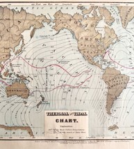 Map Of The World 1884 Thermal Tidal Chart Victorian Lithograph Antique DWP3D - £32.23 GBP
