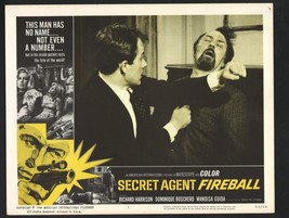 Secret Agent Fireball Lobby Card #7-1966-Richard Harrison punching a man - £25.75 GBP