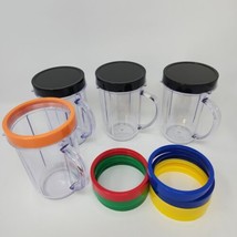 Magic Bullet 4 Party Mugs with 8 Color Comfort Lip Rings &amp; 3 Lids - £12.33 GBP