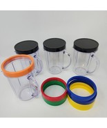 Magic Bullet 4 Party Mugs with 8 Color Comfort Lip Rings &amp; 3 Lids - £12.26 GBP