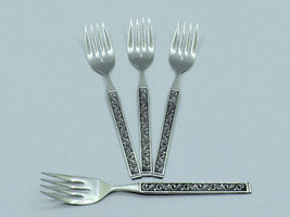 Vintage Stainless Steel Salad Forks Scroll Vine Pattern Set of 4 New (Lot 3) - £11.19 GBP