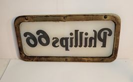 1940's Phillips 66 Glass Insert In Metal Frame Displayed at Top of Gas Pump image 2