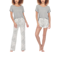 Honeydew Women&#39;s Size Medium, 3-PC Pajama Set, Gray Animal Print  - $19.99