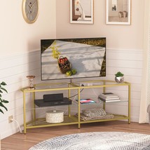 Hoobro Corner Tv Stand With Power Outlet For Tvs Up To 60&quot;,, Gold Gd143U... - £105.13 GBP