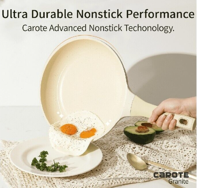 CAROTE 5.7 Qt Saute Pan w/Lid Induction Stone Nonstick Aluminum/Granite ~ GREEN Item image 13