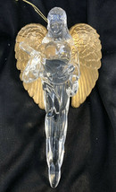 Vintage Gold Winged Plastic / Acrylic Angel Christmas Ornaments icicle 6.5&quot; - £11.50 GBP