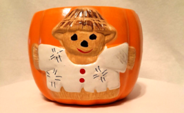 Adorable Ceramic Pumpkin Bowl with Asian Bear Design Great for Halloween &amp; Fall - $24.74