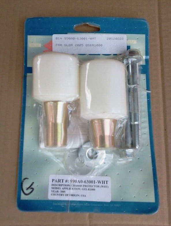 NOS OEM Suzuki White Frame Sliders For 2005 Suzuki GSX-R1000  990A-63001-WHT - $12.99