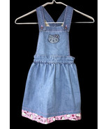 Hello Kitty Girls Sz 4 Blue Denim Jumper Dress With Pink Fringe - £9.53 GBP