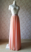 Coral Pink Chiffon Maxi Skirt Outfit Summer Wedding Plus Size Maxi Skirt image 4