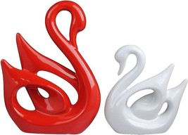 The Figurine (Swan Couple Glossy Finish (Red And White)For Home Decor, Free Ship - £31.15 GBP