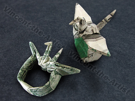 CRANE RING Money Origami Art Dollar Bill Bird Cash Sculptors Bank Note H... - £19.55 GBP