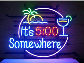 New It&#39;S 5 O&#39;Clock Somewhere Palm Tree Bar Beer Open Neon Sign 24&quot;x20&quot;  - $249.99