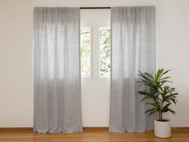 Gray Stonewashed Cotton Long Curtain Window Treatment Shower Curtain 2 Panels  - £29.49 GBP+