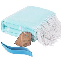 Cotton Turkish Beach Towel With Gift Elastic Band Oversized Sand Free Qu... - £15.95 GBP