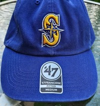 MLB Seattle Mariners ‘47 Cooperstown Franchise Hat Easy Fitted Blue Cap Sz Med. - £19.49 GBP