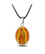 OUR LADY OF GUADALUPE NECKLACE Virgin Mary Catholic Saint 1&quot; Stainless P... - £6.31 GBP