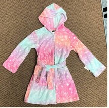 Girls Winter Bath Robe Pink Multi Cuddl Duds Fleece Long Sleeve-sz 6/6X - $27.72