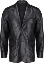 Blazer de piel de cordero genuina formal suave para hombre negro de dos... - $2,448.86 MXN+