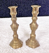 Pair Miniature Brass Candlesticks 2 3/8 Inch Birthday Cake Dolls House O... - $24.26
