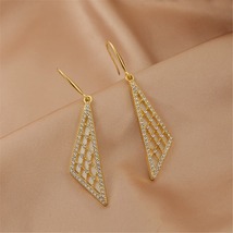 White Enamel &amp; Cubic Zirconia Triangle Drop Earrings - £10.26 GBP