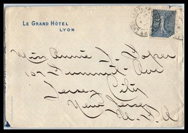 1907 FRANCE Cover - Le Grand Hotel, Lyon to Jersey City, New Jersey USA R4 - £2.29 GBP