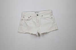 Free People Womens 28 Distressed Button Fly Cut Off Denim Jean Shorts White - $34.60