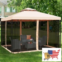 10 x 10 ft 2 Tier Vented Metal Gazebo Canopy with Mosquito Netting - £341.83 GBP