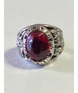 Vintage HS Silver tone Class Ring Charm Glass Imitation Gumball 1989 Red... - $4.95