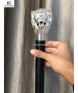 Sterling Silver Lion Head Walking Stick with Black Beechwood Shaft and C... - €154,73 EUR