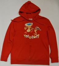 Ren &amp; Stimpy Nickelodeon Cartoon Men&#39;s Hoodie Jacket Full Zip Red Large L - £39.05 GBP