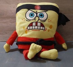Ninja SpongeBob 12&#39;&#39; Plush Red Black Yellow Nickelodeon Karate - £13.19 GBP