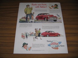 1948 Print Ad Ford Red 2-Door Car Happy Father Talks About His Car - $14.40