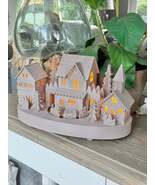 Taupe Wooden Christmas Village Scene With Moving Train And Lights. - $97.55 CAD