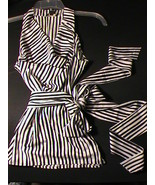 Ann Taylor black white striped women&#39;s-0 top blouse cowl-neck sleeveless... - $57.57 CAD