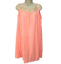 Vintage Movie Star Nightgown Coral Pink Lace Detail Sleeveless Sz M Nylo... - $34.60