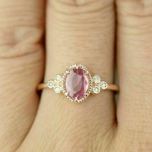 2Ct Oval Unique Cut Pink Sapphire  Halo Engagement Ring 14K Rose Gold Over - £89.67 GBP