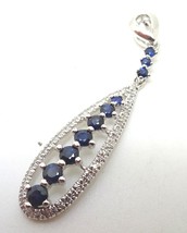 14k Gold Genuine Natural Blue Sapphire Drop Pendant with Diamonds (#J1102) - £390.56 GBP