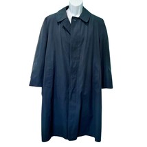 London Fog Towne Men&#39;s Navy Blue Long Fleece Lined Trench Coat Jacket Si... - $67.58
