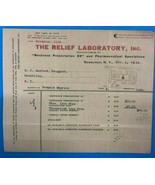 THE RELIEF LABORATORY (NY) vintage November 1, 1919 invoice on letterhead - £10.08 GBP