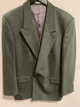 Yves Saint Lauren Suit Jacket-44 Wool Pointed Single Button Green EUC *See Descr - £55.21 GBP