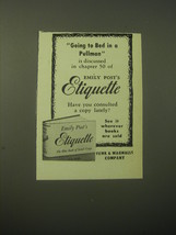 1948 Emily Post&#39;s Etiquette Book Ad - Going to bed in a Pullman - £14.54 GBP