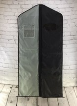 Full-Length Zippered Garment Bag With Clear Pocket Gray Black Closet Storage  - £9.64 GBP